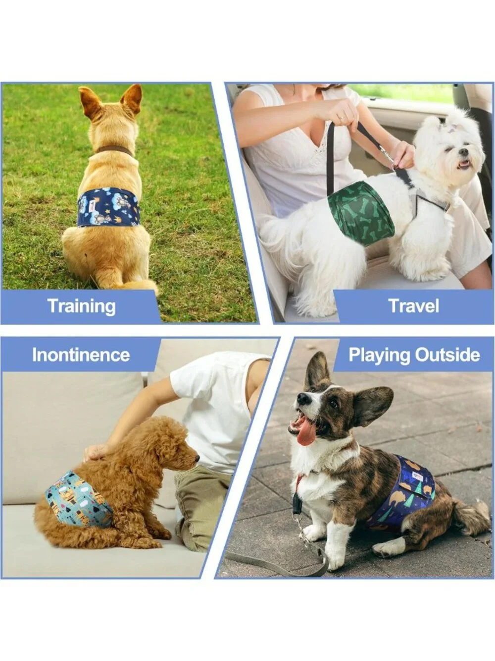 5 Pack Male Dog Diapers - High Absorbency Belly Bands for Incontinence